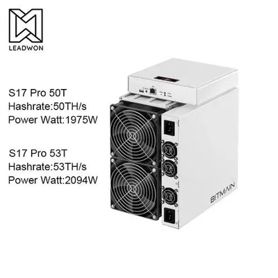 82dB Antminer S17 pro 50T 53T de segunda mão com o fã duplo do cilindro